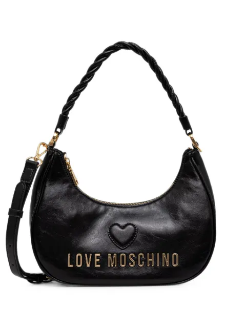 Love Moschino heart-patch logo-lettering shoulder bag Black JC4156PP1PL13