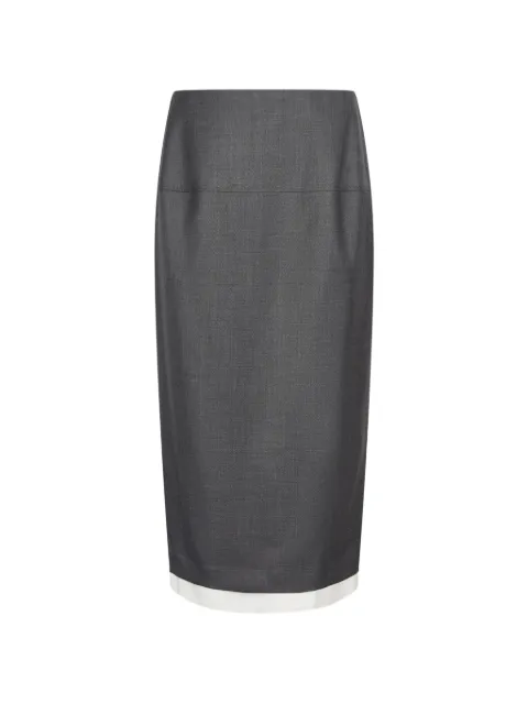 LESS contrast-trim midi skirt Grey 2Q8D10150