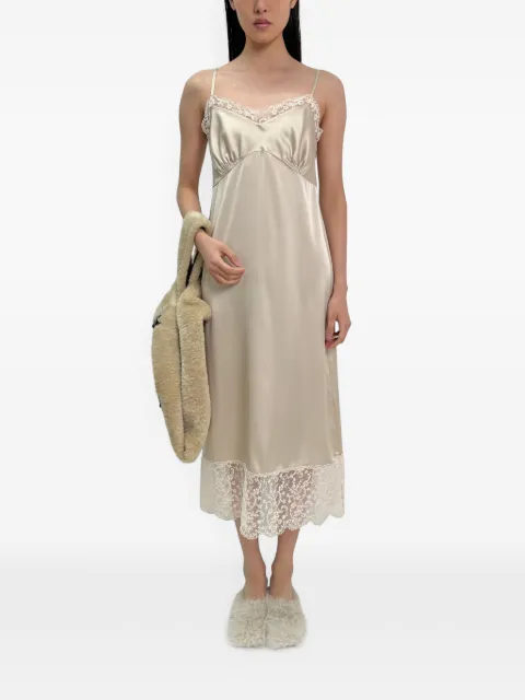 Simone Rocha lace-trim slip midi dress Neutrals 72101009