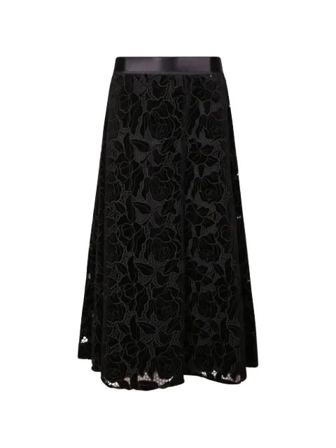 NISSA floral-lace flared skirt Black FS16842
