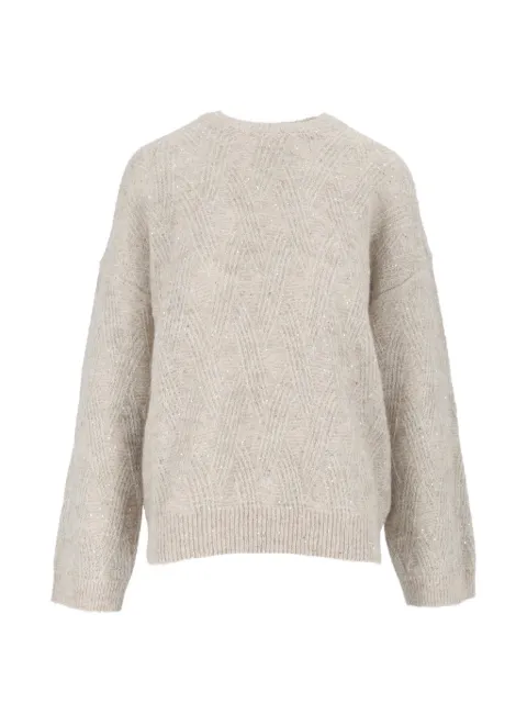 Peserico sequin-embellished cable-knit sweater Neutrals A99249F05G9100
