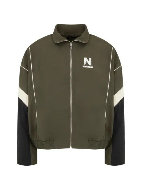 Nahmias logo-print panelled jacket Green W111J51304