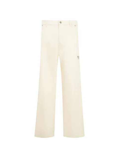 Moncler logo-plaque straight-leg trousers Neutrals 0912A00030598R1