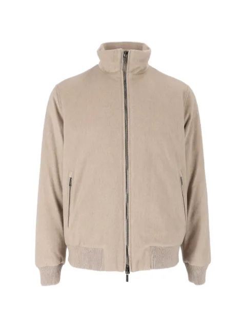 Peserico zip-up ribbed-trim jacket Neutrals R52295A6717