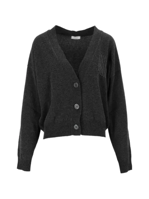 Peserico bead-embellished V-neck cardigan Grey A99206F12A9283