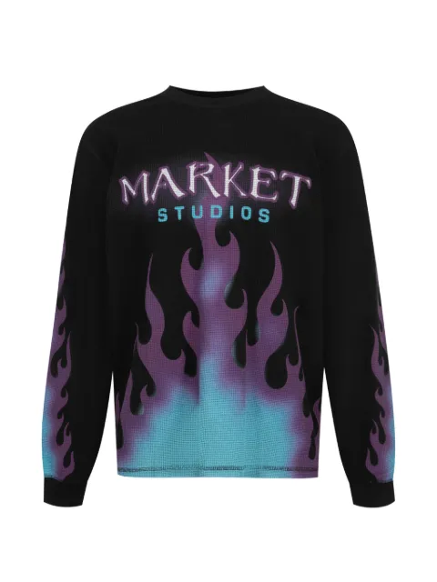 MARKET logo-print waffle-knit T-shirt Black MKT26FWKT0976