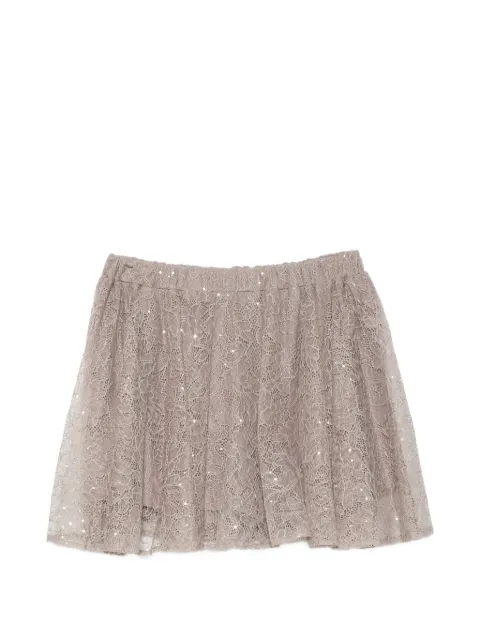 TWINSET sequin-embellished lace-overlay skirt Neutrals 262TF2082