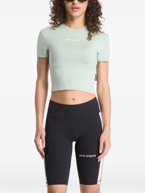 Palm Angels logo-print cropped T-shirt Green PAWAA002JR0015303
