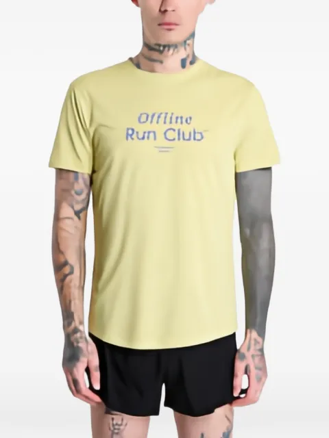 SAYSKY logo-print curved-hem T-shirt Yellow SM250224009