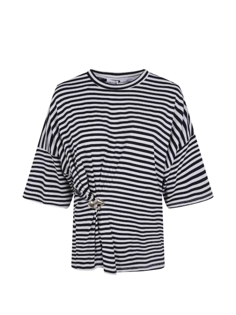 Essentiel Antwerp Kriss striped gathered-detail T-shirt White KRISS