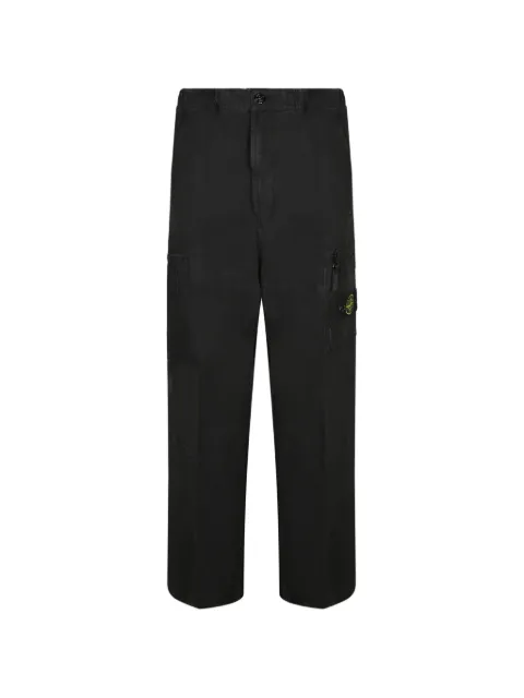 Stone Island 3100015 organic cotton ripstop loose-fit cargo trousers with zip and snap pockets Black L2S153100015S0211
