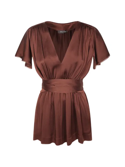 Fabiana Filippi V-neck pleated top Brown TPD216F259M2931269