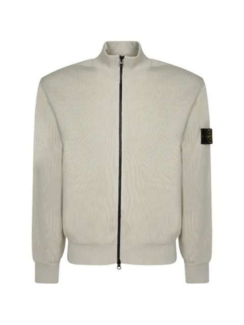 Stone Island 5100126 ribbed soft organic-cotton regular-fit zip-up jumper Neutrals L2S155100126S00D8
