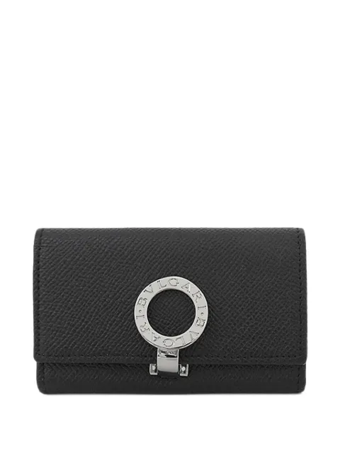 Bvlgari Pre-Owned 2000-2026 Grained Calfskin Logo Clip Case key holder Black 71HGJ65G75CMV62C