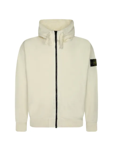 Stone Island 6100009 organic-cotton fleece oversized-fit zip-up hooded sweatshirt with pockets Neutrals L2S156100009S0051