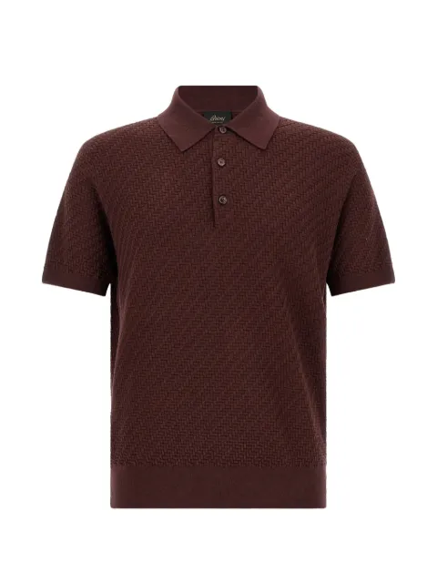 Brioni Trama-weave polo shirt Purple UMR20OPAK225100