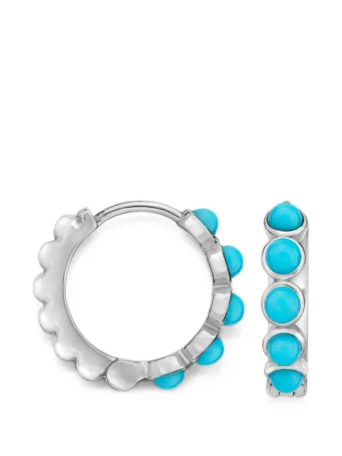 DOWER AND HALL turquoise sterling silver hoop earrings Silver HHE37TURQ