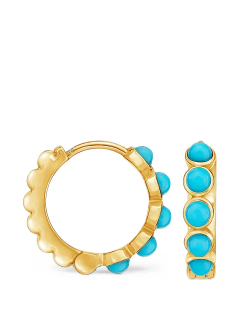DOWER AND HALL huggie hoop turquoise earrings Gold HHE37TURQ