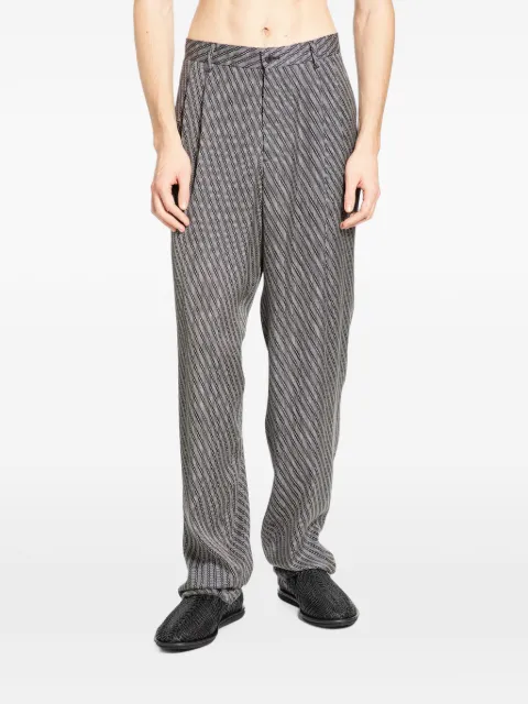 Giorgio Armani diagonal-print pleated trousers Grey GM000922TE20756