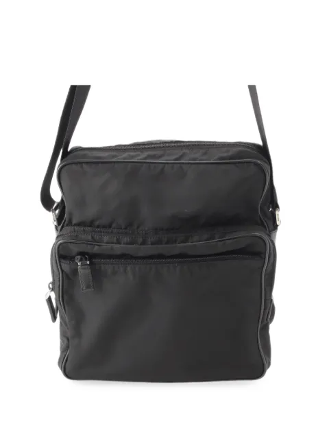 Prada Pre-Owned 2013-2026 Saffiano Trimmed Tessuto Zip Top crossbody bag Black QEKRD9MATWO8E5I3