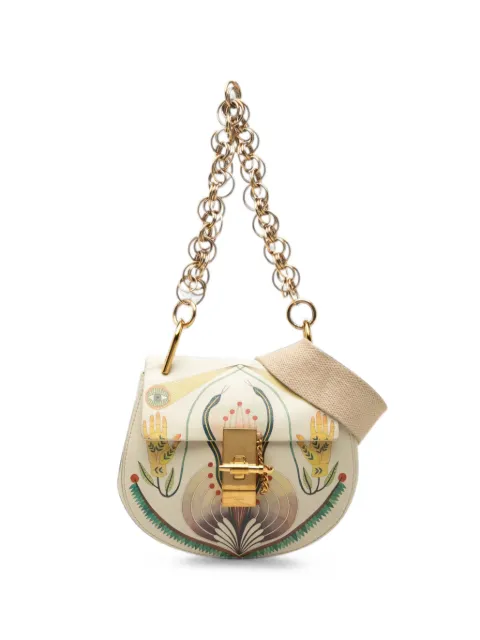 Chloé Pre-Owned 2018 Mini Printed Leather Drew Bijou satchel White 3XB5PTM79QVME8EX
