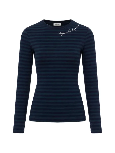 LIU JO striped long-sleeve T-shirt Green WF6440J3988