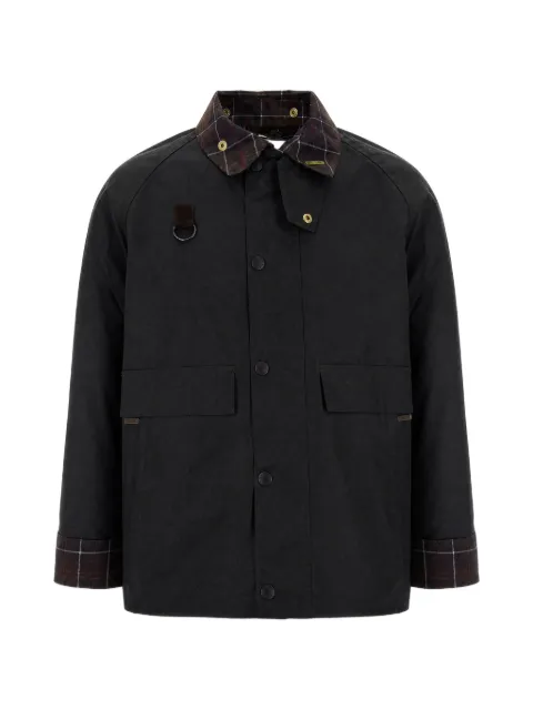 Barbour Spey waxed-cotton check-trim jacket Green MWX2584SG51