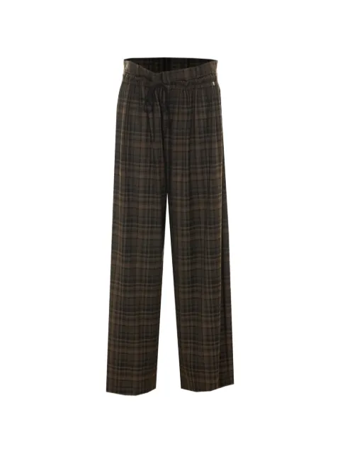 Aniye By check-motif drawstring-waist trousers Brown 18104602449