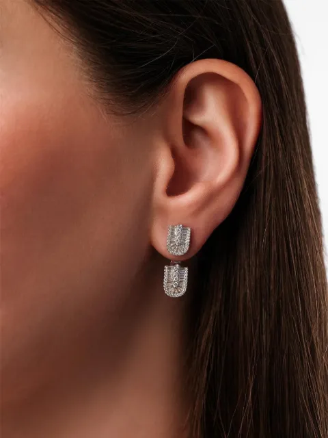 U LOS ANGELES diamond floating earrings Silver 186457
