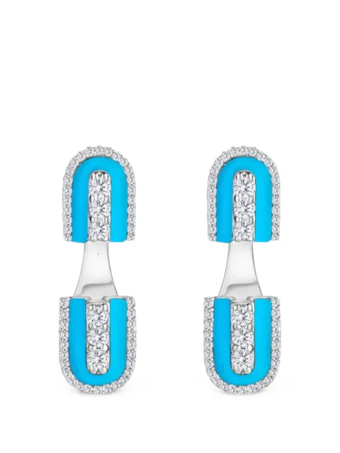 U LOS ANGELES turquoise and diamond floating earrings Silver 171748