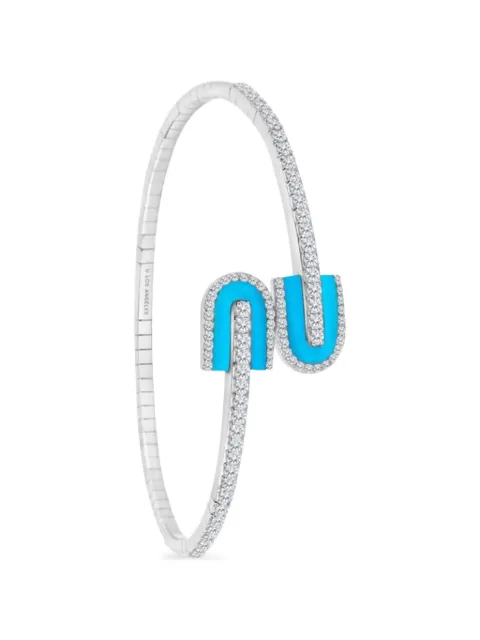 U LOS ANGELES U Duo diamond and turquoise bangle Silver 177725