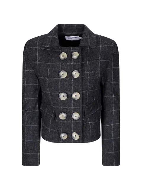 Vaquera check-pattern double-breasted jacket Grey VAQ12J003