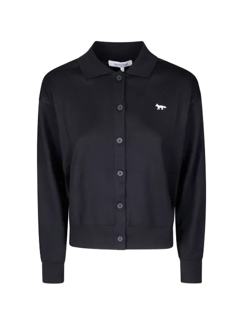 Maison Kitsuné Profile Fox merino polo cardigan Black MRWKC03KT1220