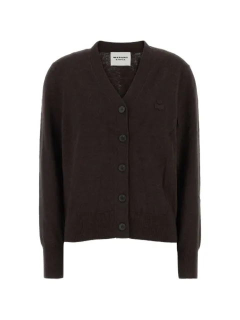 MARANT ÉTOILE logo-patch V-neck cardigan Brown CA0104FAC1L17E