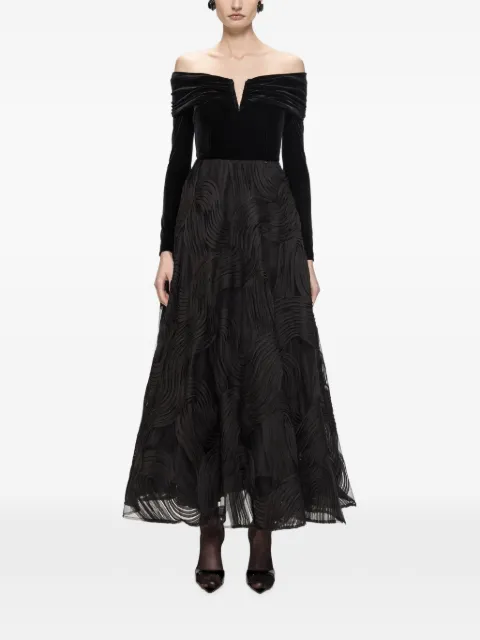 NISSA velvet and tulle dress Black RS16845