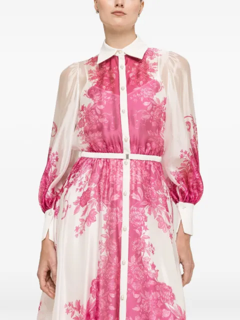 NISSA printed organza midi dress White RC15676