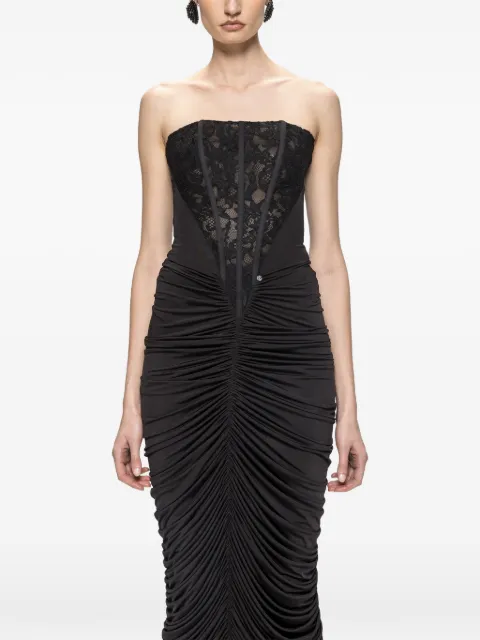 NISSA ruched bodycon corset dress Black RS16714