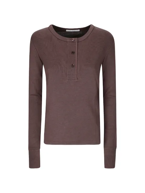 Studio Nicholson Roane ribbed Henley top Brown ROANESNW1868
