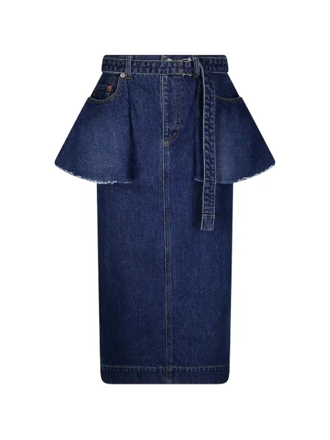 sacai peplum-waist belted midi skirt Blue 2608592