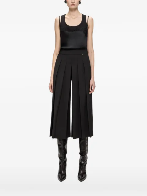 NISSA satin layered-effect top Black TOP16814