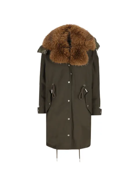 Moncler Halicte faux-fur-trim hooded parka coat Green L20931C000075994N