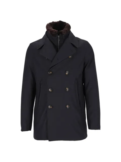 Al Duca D’Aosta 1902 double-breasted fur-collar peacoat Blue 213U10