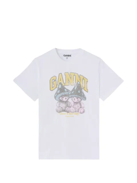 GANNI T-shirt with Mushroom Teddy White A1060311