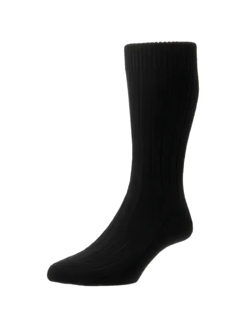 Pantherella Waddington ribbed-knit socks Black 5750