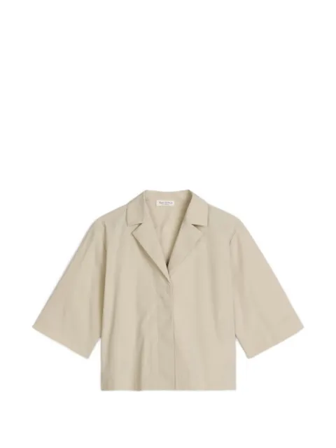 Marc O'Polo notched-lapel short-sleeve cropped blouse Neutrals 5000014321