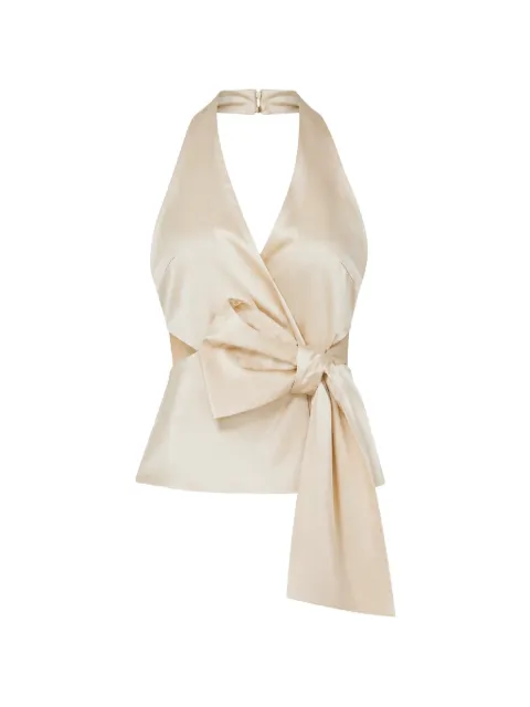 Eleh bow-detail halterneck blouse Neutrals SS260348