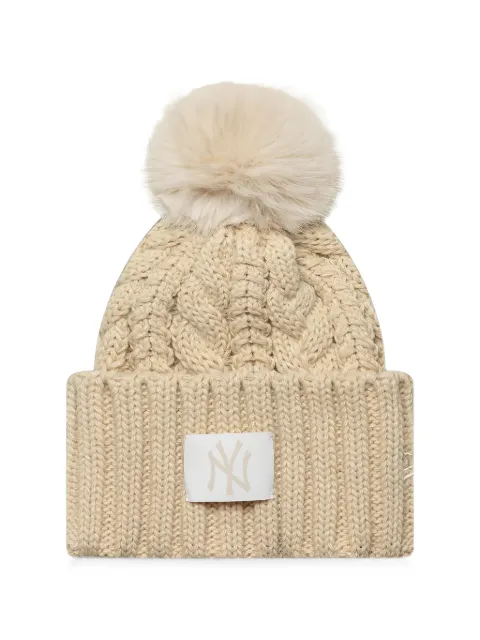 NEW ERA CAP New Era WMNS cable-knit pompom beanie hat Neutrals 60691288