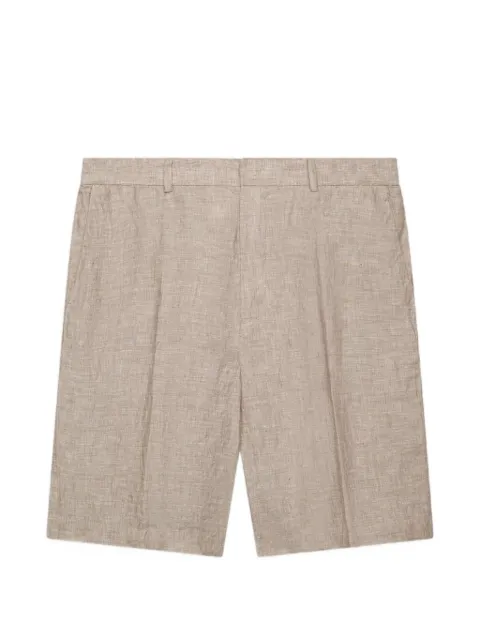 Unity linen-blend pressed-crease shorts Neutrals SHRUFE