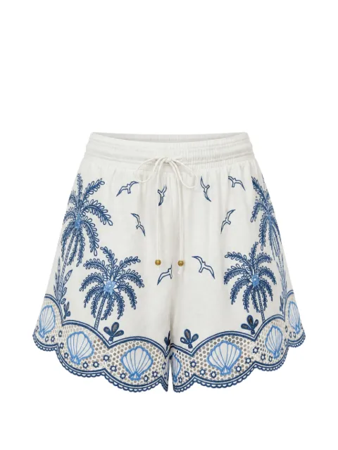 FARM Rio embroidered scalloped shorts White 260425