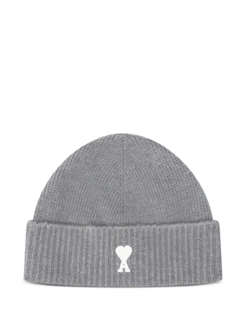 AMI Paris Ami de Coeur beanie hat Grey H25UBO005KN0135